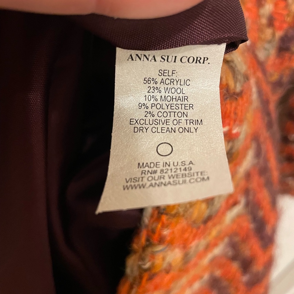 Anna Sui Fall 2006 Burnt Orange Woven Wool Coat 4 - Picture 10 of 10